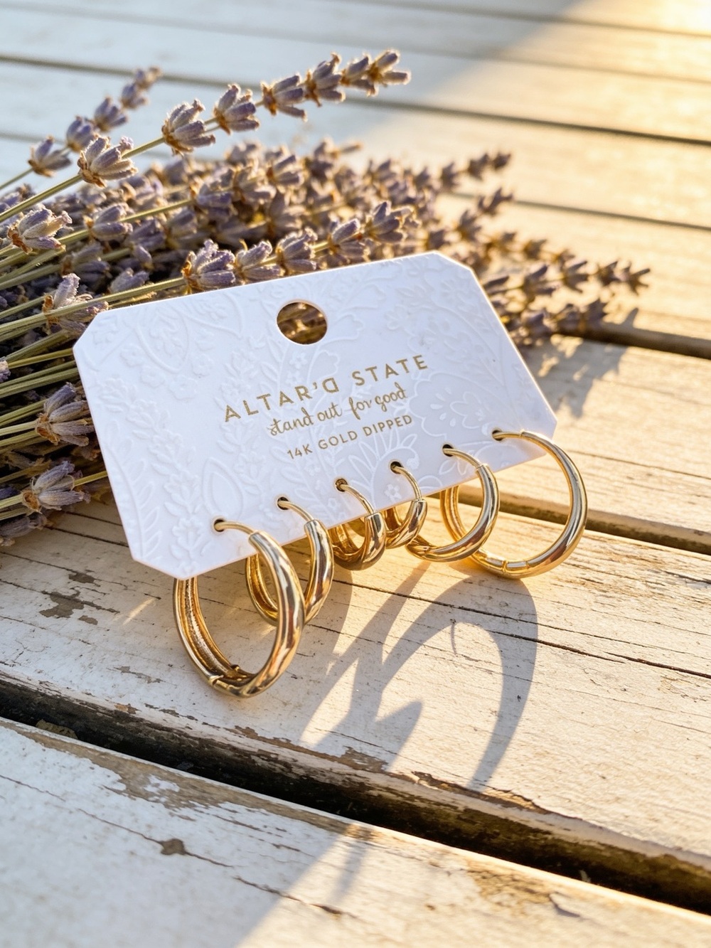 Altar'd State 14K Gold Dipped Hoop Earring Set - Gold